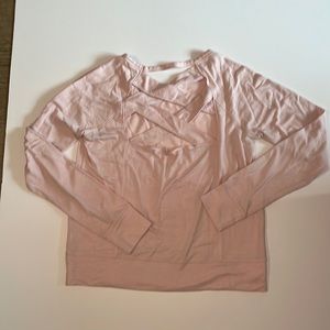 Pink sweatshirt with crossed back, French terry